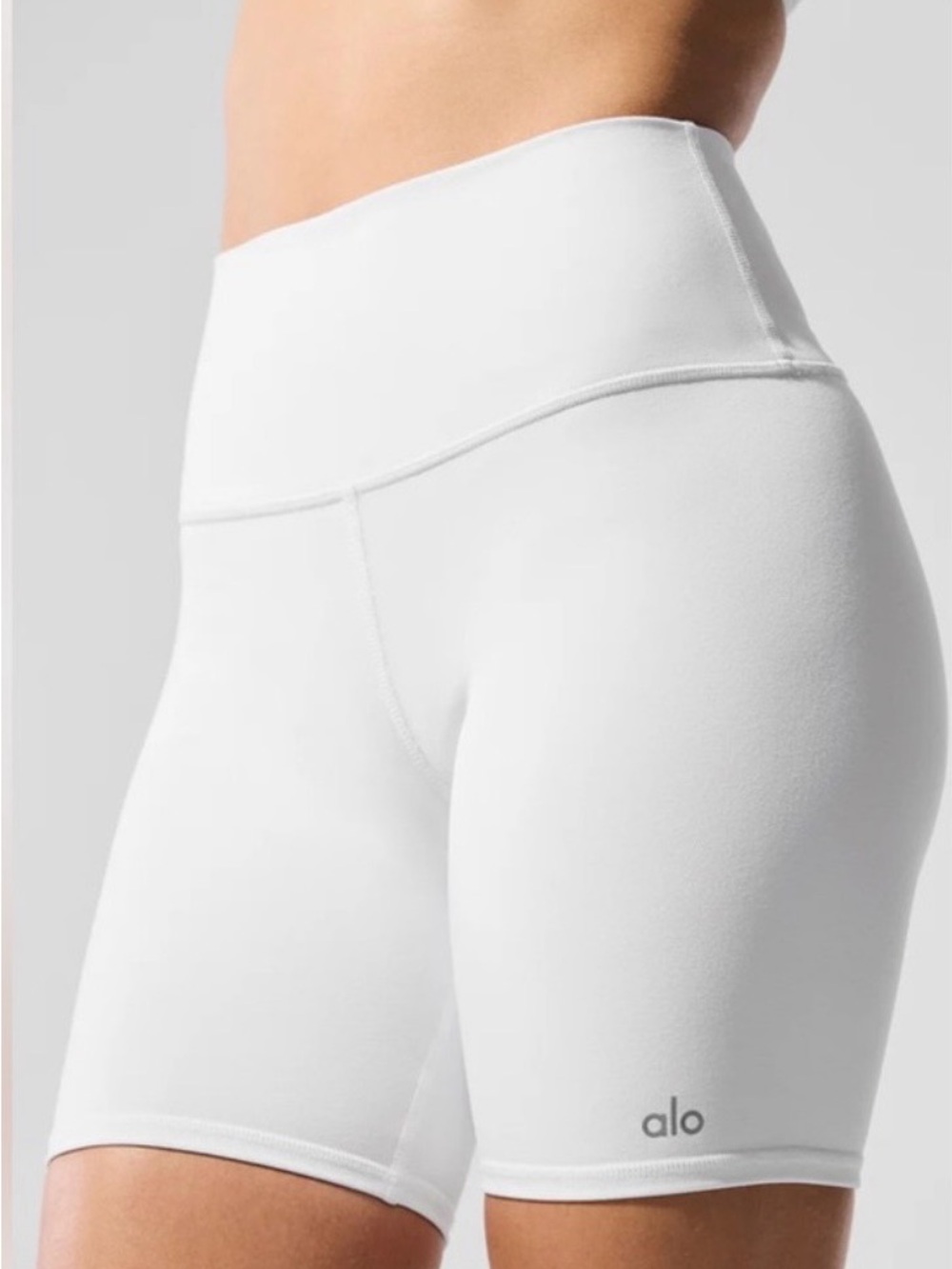 ALO Yoga White High-Rise Bike Shorts